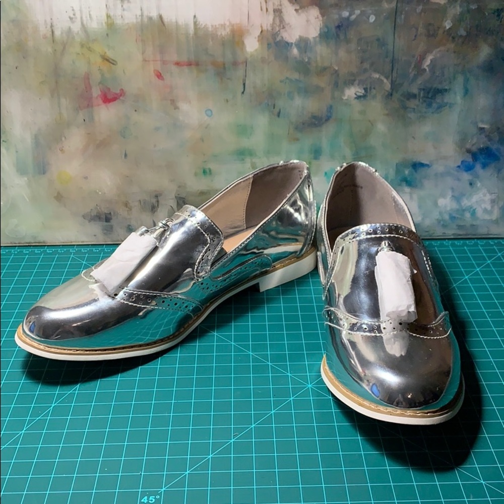JustFab Silver Loafers NEVER WORN/No Box